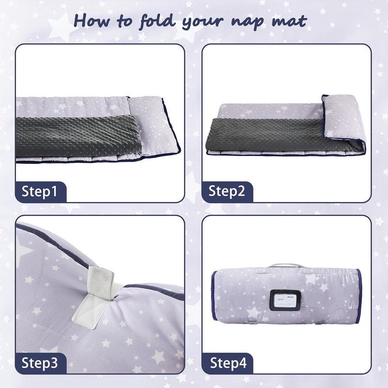MORAIS Toddler Nap Mat with Pillow and Blanket, 52" x 20" Lightweight and Soft Nap Mat for Preschool, Daycare, Travel Sleeping Bags - Image 4